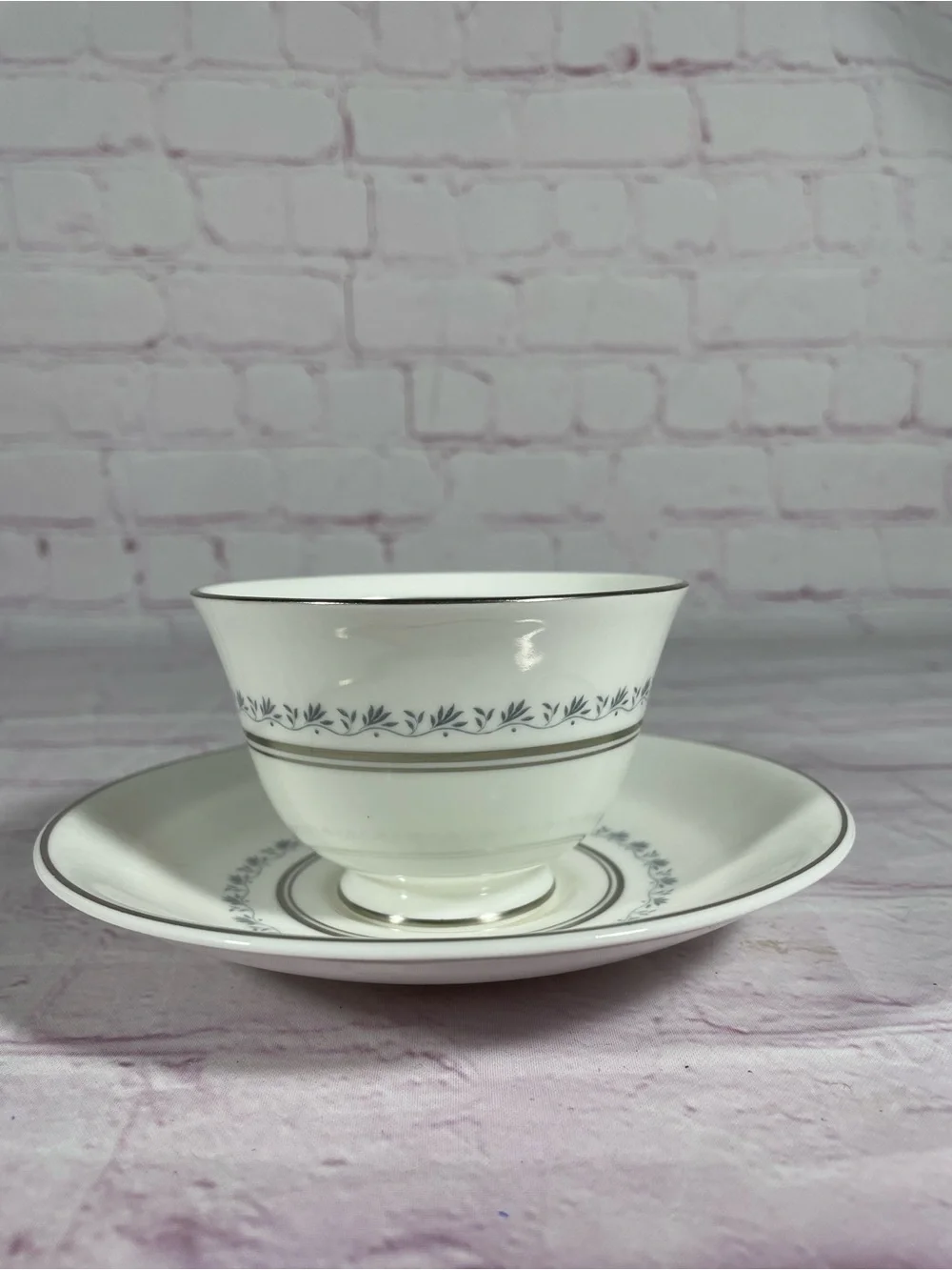 Vintage Royal Doulton Tiara Footed Cup and Saucer Set Blue and Green Backstamp